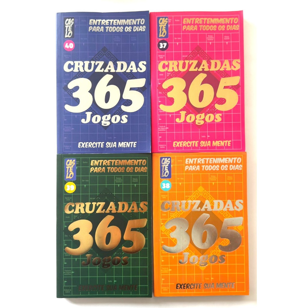 KIT 4 LIVROS 365 JOGOS PASSATEMPO CRUZADA