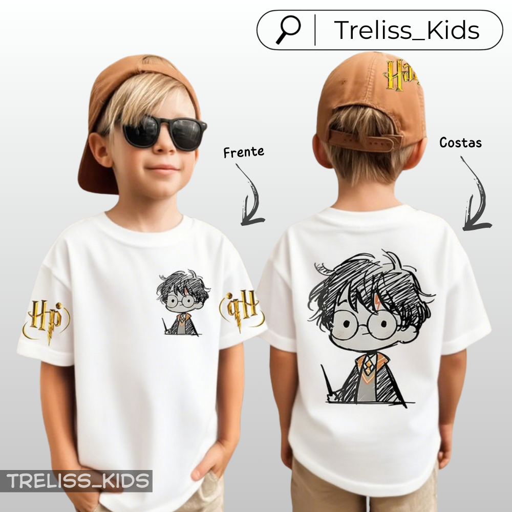 Camiseta Harry Potter Criança Infantil Camisa 100% Algodão Juvenil, Serie Filme