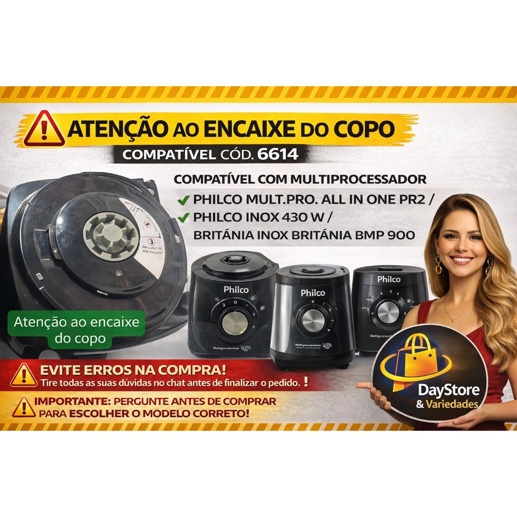 6614 Copo Jarra Compatível com Liquidificador Philco Multi Pro All In One PR2 - Translúcida
