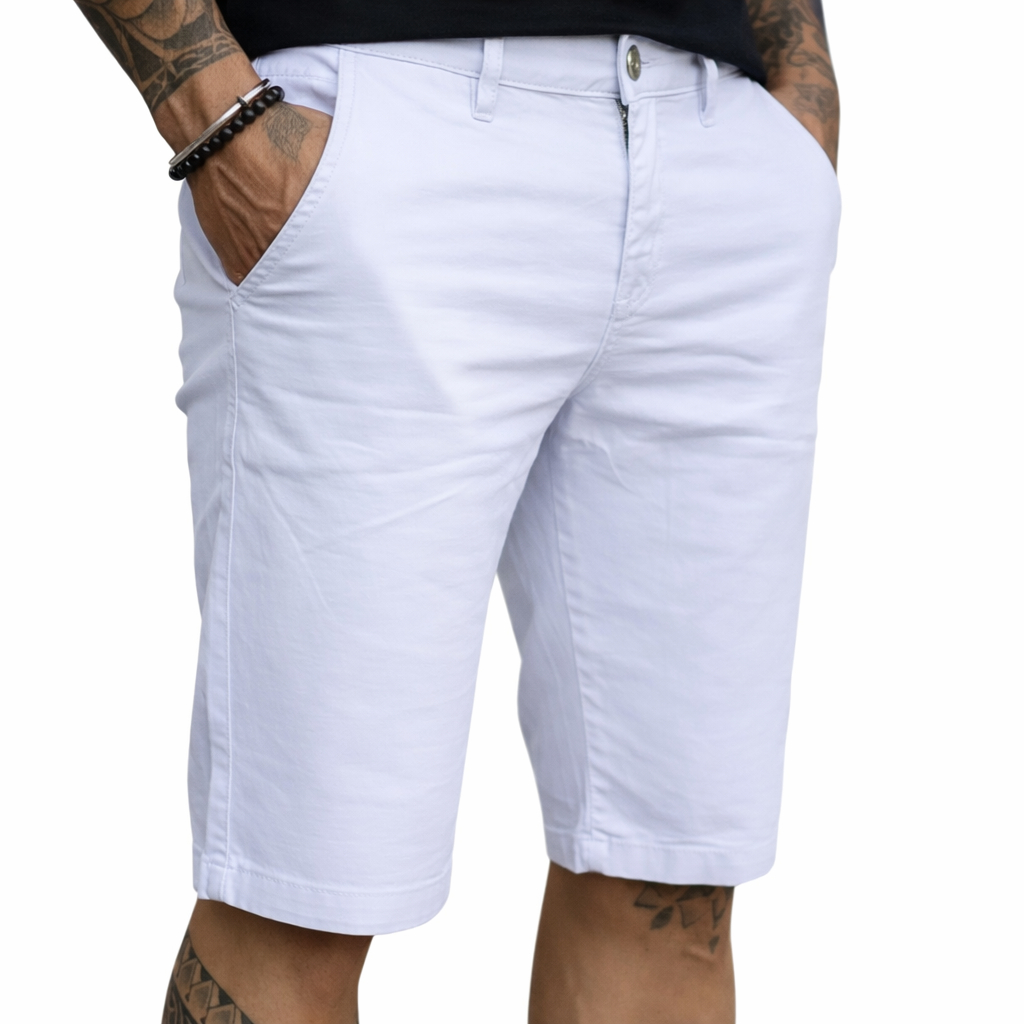 Bermuda Sarja Masculina Slim Social Sport Fino Verão Praia Elastano Elegante Têndencia Premium