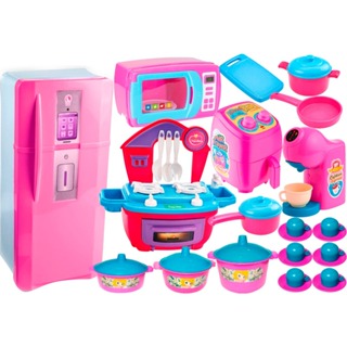Kit Cozinha Infantil Completo 32 Peças Geladeira Fogão Comidas Eletrodomésticos em Oferta na Shopee