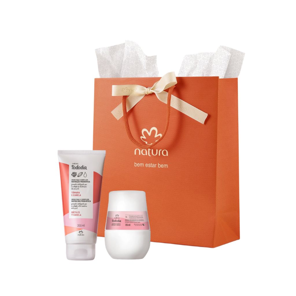 Natura Tododia Tâmara e Canela Kit Presente Hidratante 200ml + Rollon 70ml