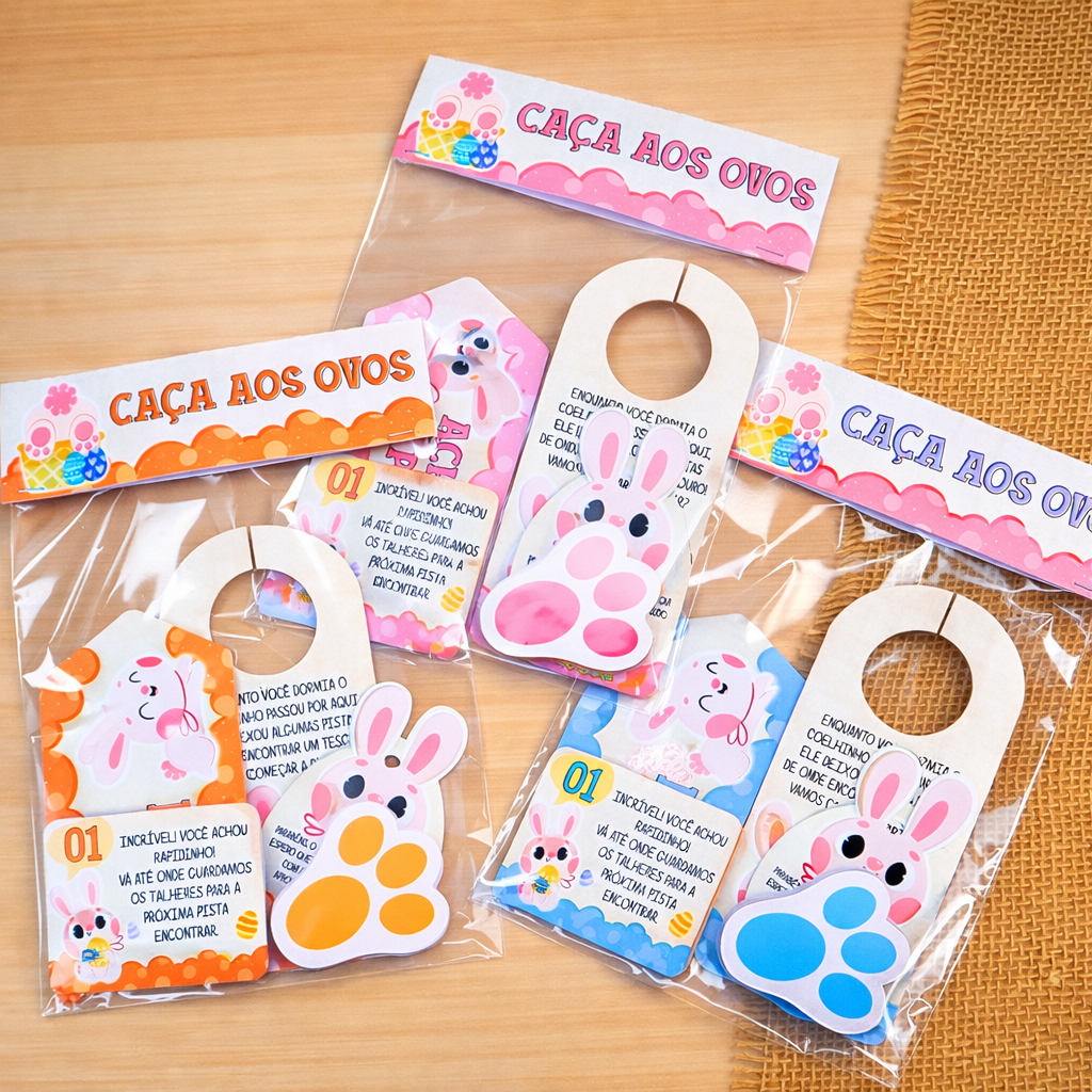 Kit Caça ao Ninho de Páscoa com Pegadas do Coelho e Pistas Divertidas | Brincadeira Infantil Caça aos Ovos para Crianças
