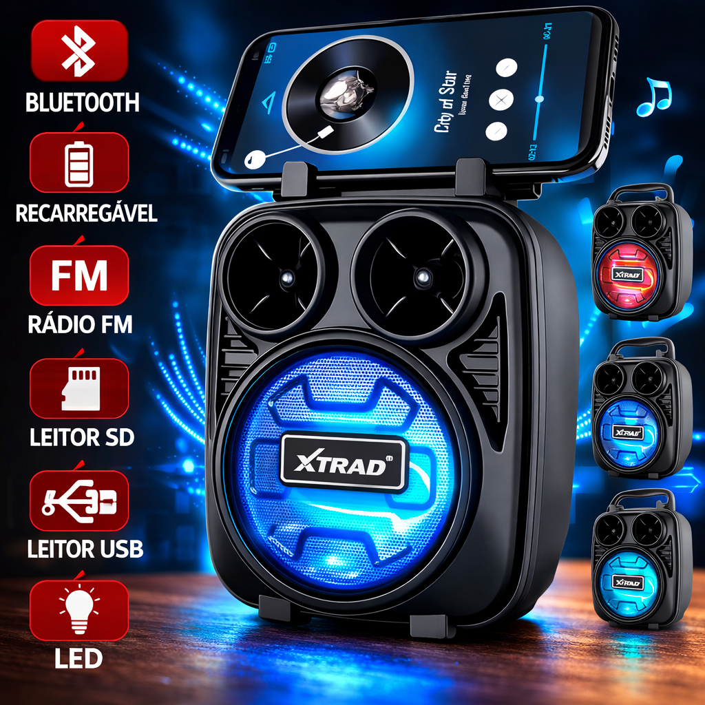 Caixa de som Multimidia Bluetooth 5W RMS Xtrad