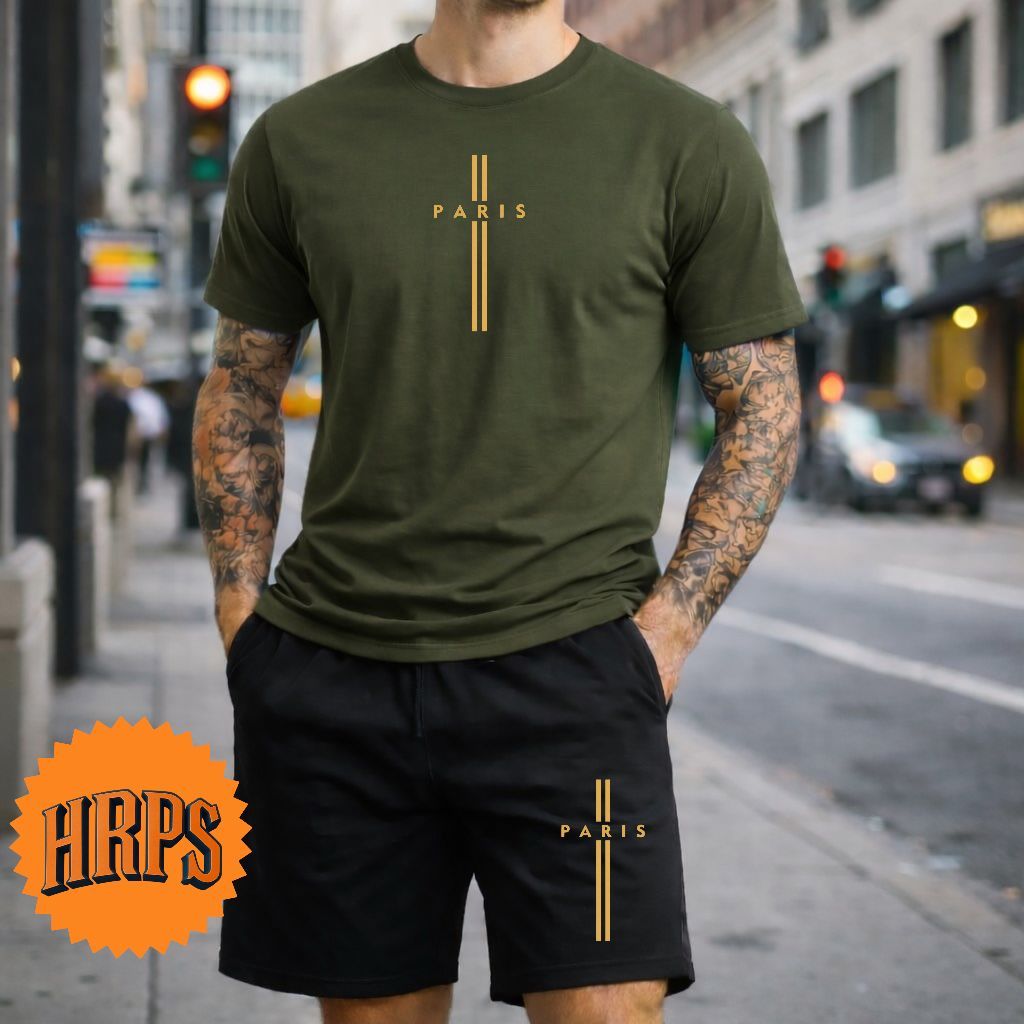 KIT TOP MASCULINO CAMISETA E BERMUDA CONJUNTO LANÇAMENTO BERMUDA DE TACTEL E CAMISETA EM ALGODÃO 30.1