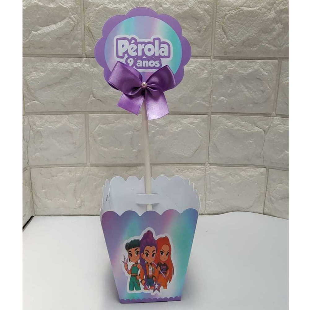 Centro de Mesa Cachepot Guerreiras do K-pop Personalizado Lembrancinha Festa Infantil