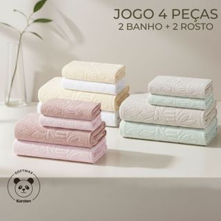 Jogo De Toalha Karsten 4 Peças 100% Algodão Aveludada Ótima Absorção Jacquard Lótus em Oferta na Shopee