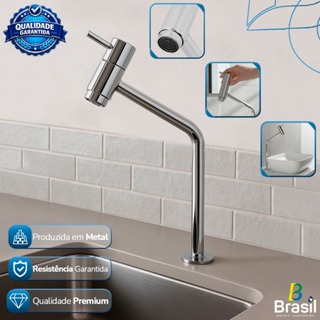 Torneira Lavatório Cuba Link Alta 45º 1/4 Volta Metal Cromada em Oferta na Shopee