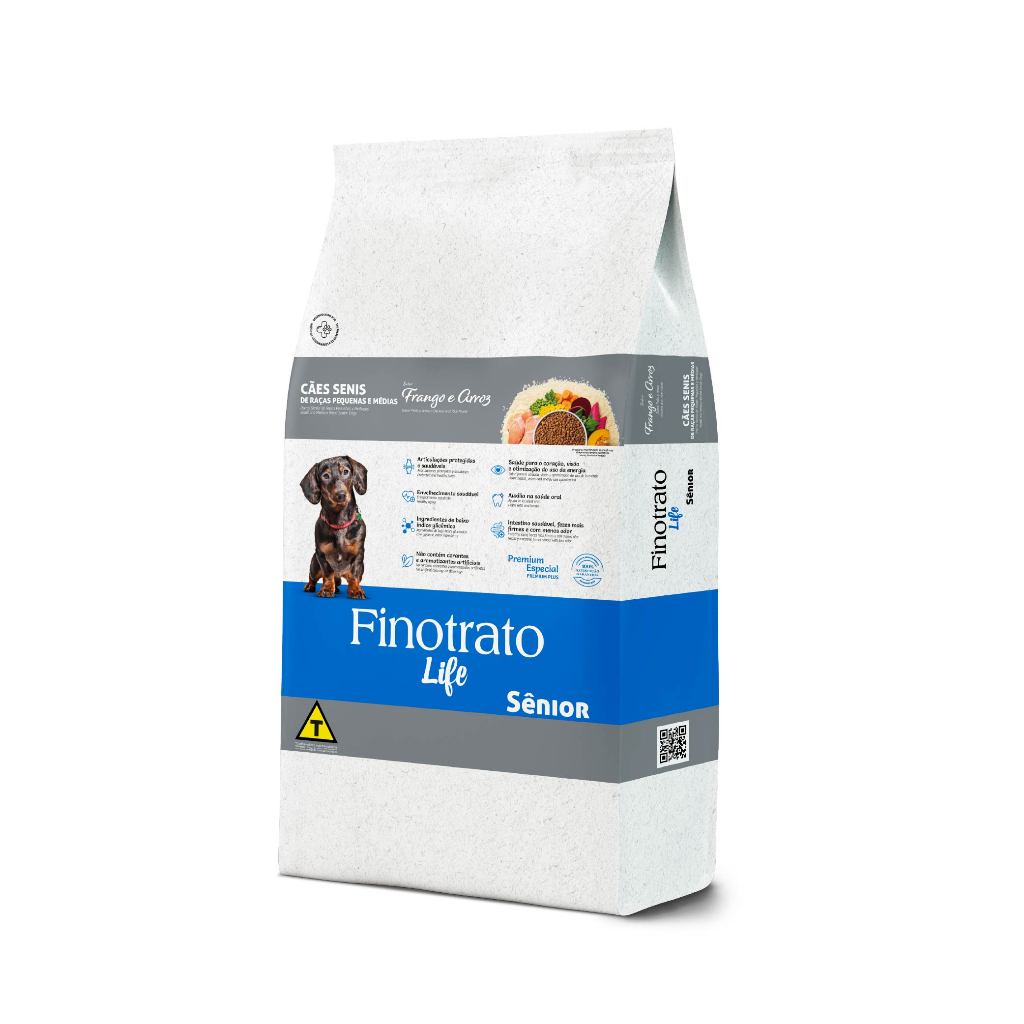 Ração Finotrato Prime Premium Especial Cães Sênior Raças Pequenas e Média Sabor Frango e Cereais 3kg