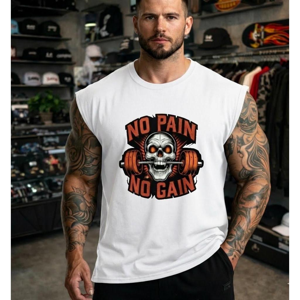 Regata Masculina Estilosa Algodão Camiseta Oversized Estilo Machao Cavada Varias Cores Lançamento Academia