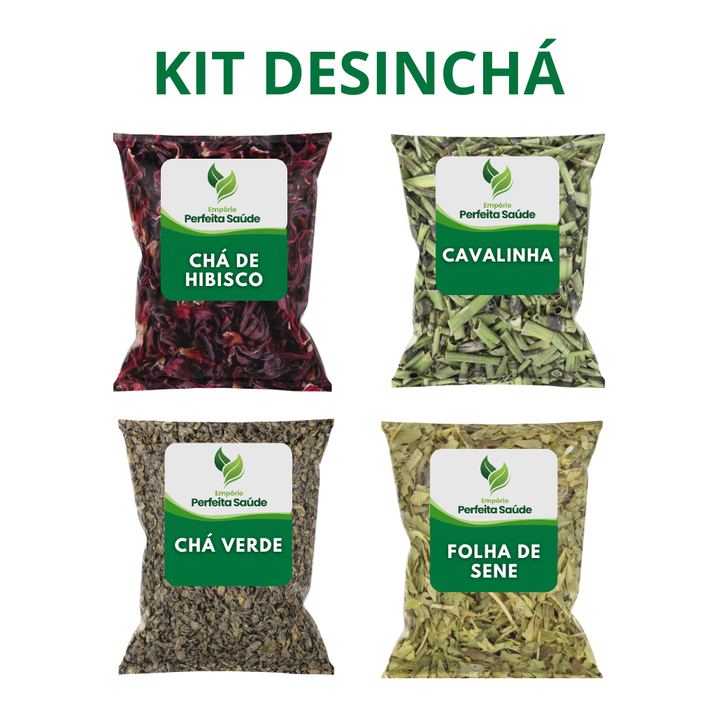Kit Desinchá: Cavalinha, Cha Verde, Cha de Hibisco e Sene 400g em Oferta na Shopee