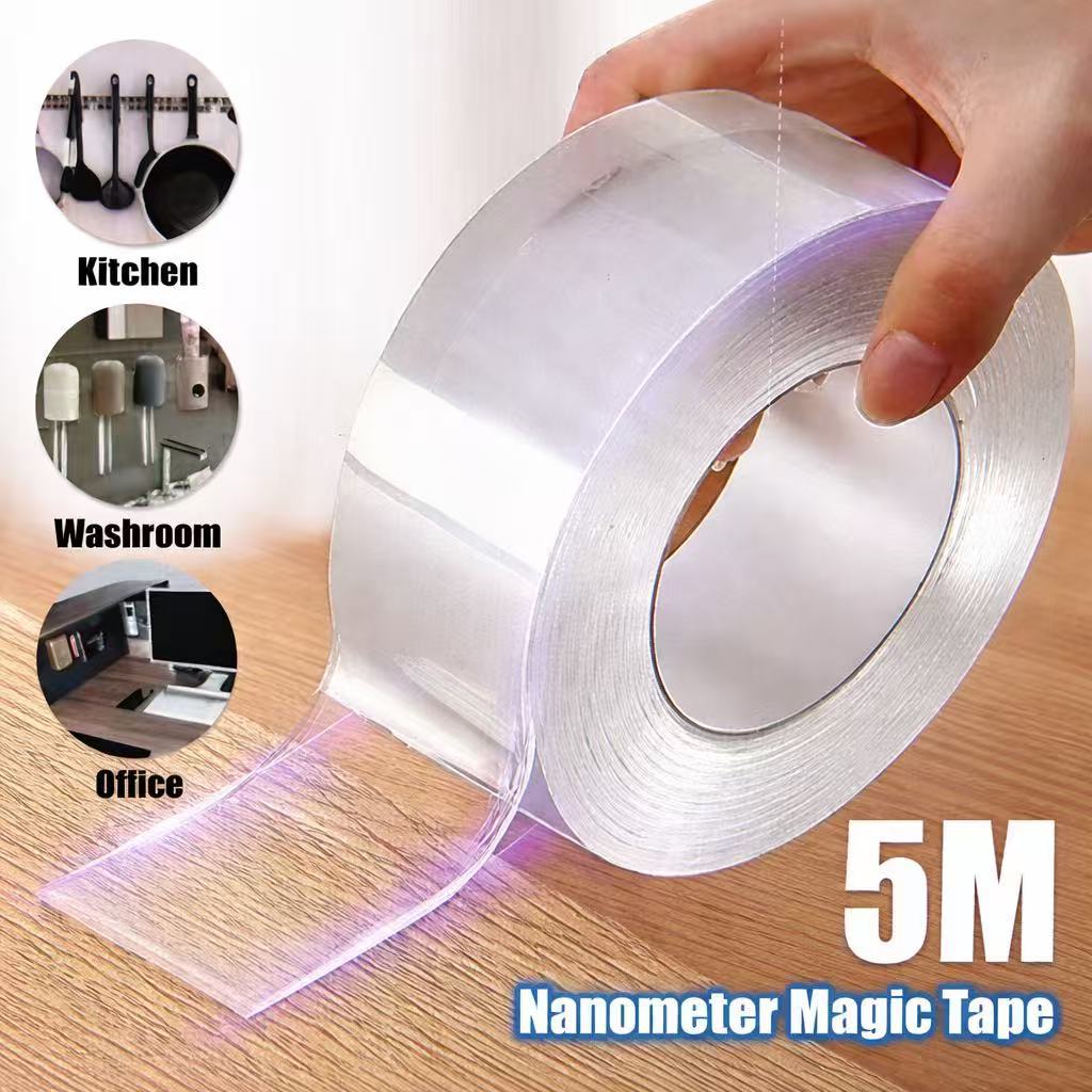 Kit 1/2 Fita Dupla Face 1/3/5/10 Metro Extra Forte Transparente NanoGel Silicone Adesiva Cola na Parede Móvel Porta