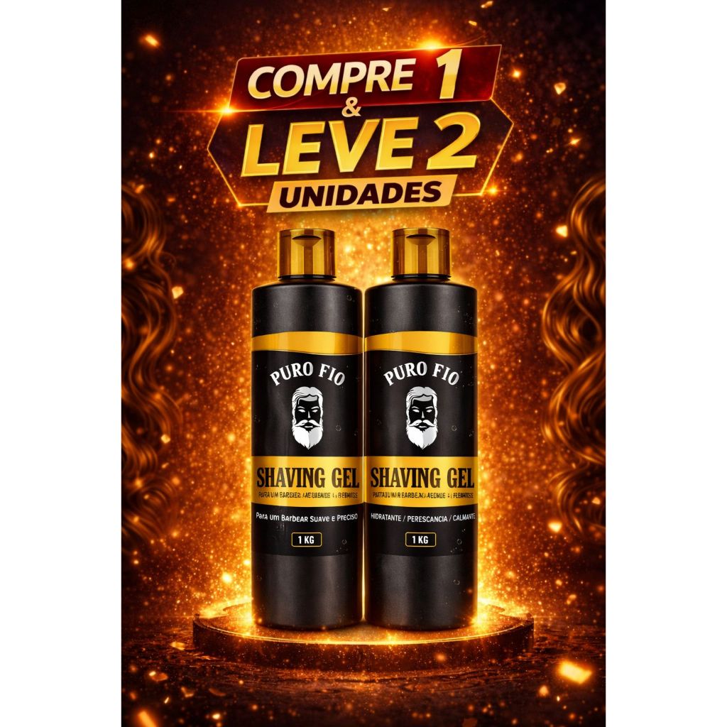 Kit 2x Shaving em Gel de Barbear Mentolado Puro Fio 1kg - Profissional, Barba Suave Sem Irritação