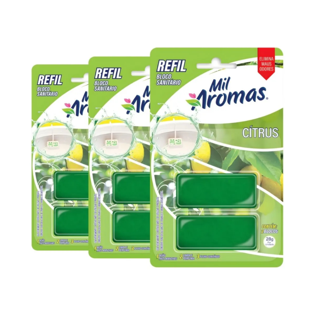 Kit 3 Refil Para Bloco Sanitário Lavanda 56g Mil Aromas