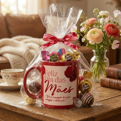 Kit com 30 unidades de Caneca Dia das Mães para lembrancinhas eventos presente