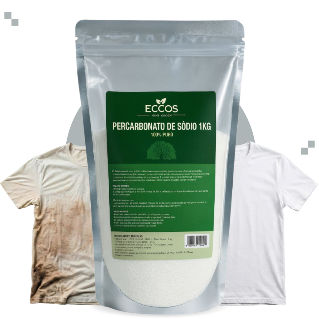 Percarbonato De Sódio 1kg 2kg Eccos Clareador 100% Puro Fino Tira Manchas Roupa Colorida Branca