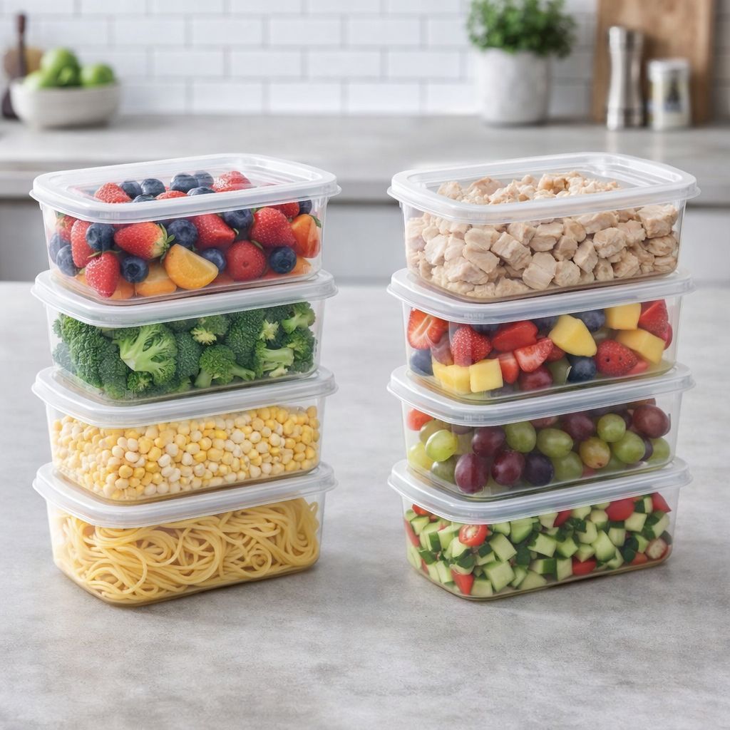 Imagem Potes Plástico, 800 ml Retangular Para Microondas Freezer Geladeira