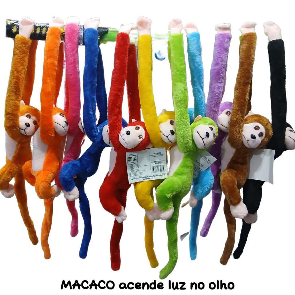 macaco de pelucia que ascende olhos vermelho de pendurar com luz e som em Oferta na Shopee