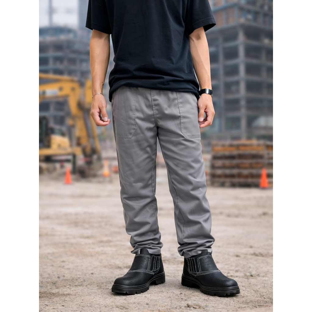 Calça de Trabalho Pesado Brim 4 Bolsos Cinza Preto Azul Com Ajuste Resistente em Oferta na Shopee