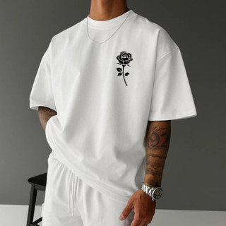 Camiseta Masculina  Flor Tecido 100% Algodão Blusa Masculina camiseta streetwear gola redonda casual
