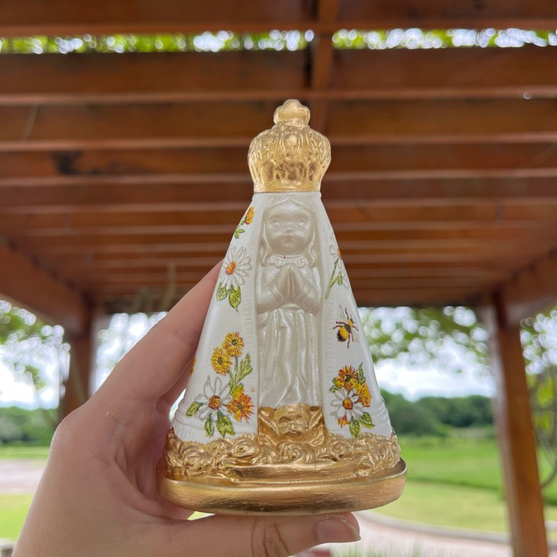 Nossa Senhora Aparecida baby 15cm Decoupage Rosa Delicada/Batizado/ Casamento/Lembrança