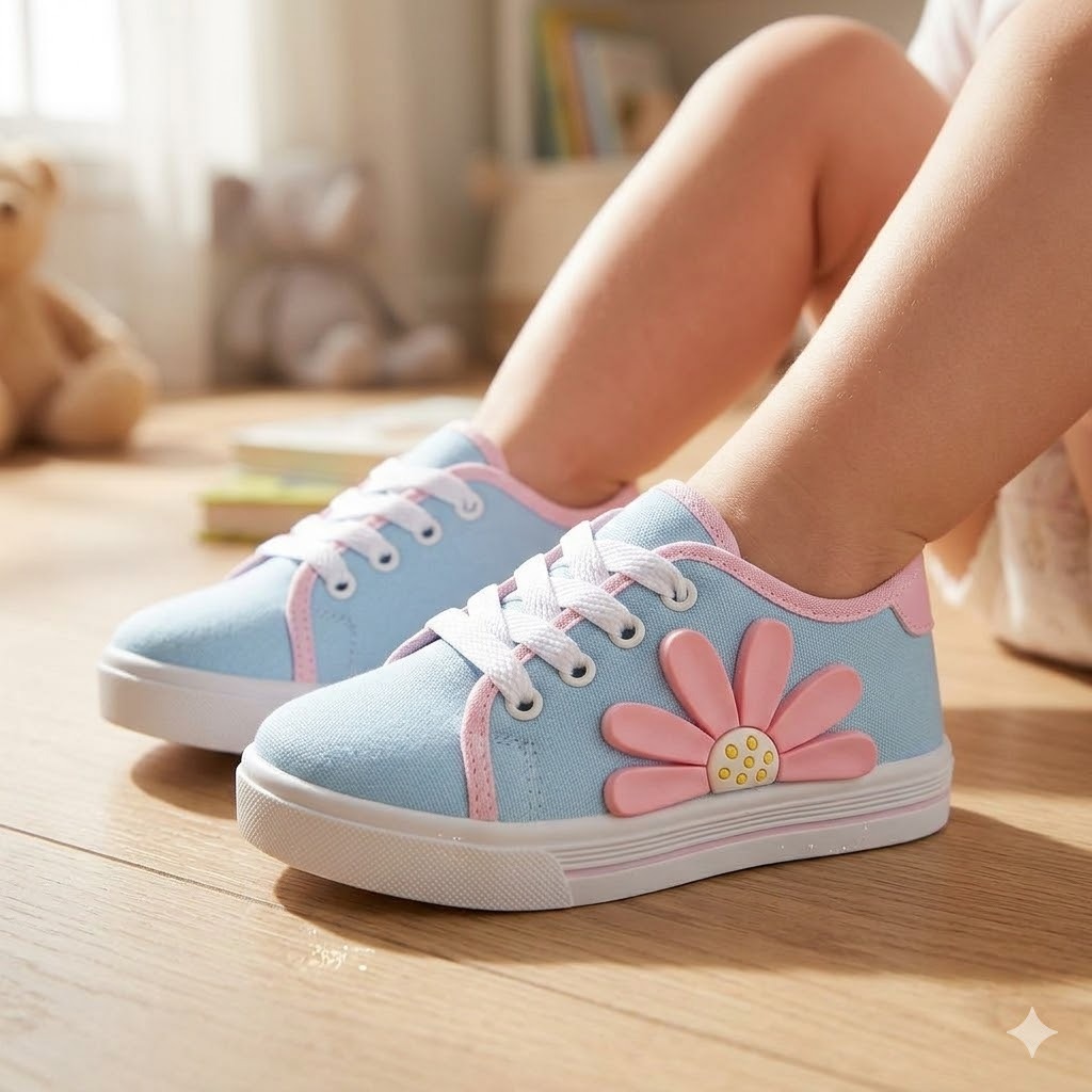 Tênis Infantil Menina Cano Baixo Star Floral Casual Volta as Aulas Flor Criança Leve Confortável