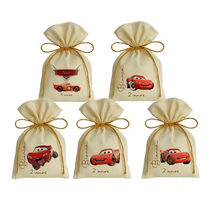Kit 10 Saquinho Personalizados Festa Lembrancinhas Carros Vermelho
