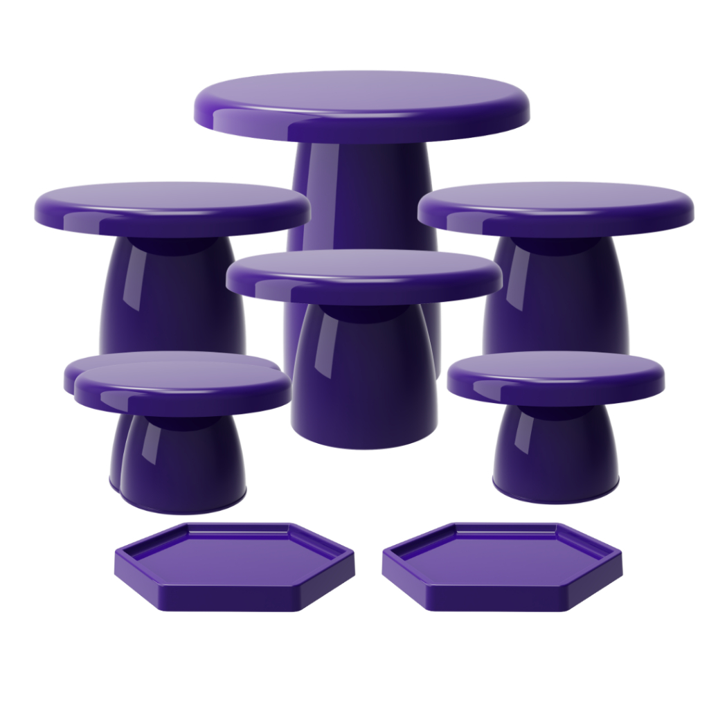 Kit 1 Boleira Cake Popi 18X17 3 Boleira Cake Popi 18X12 2 Mini Cake 2 Bandejas Sextavadas 16 cm em Oferta na Shopee