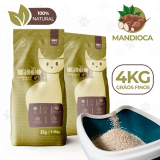 Areia de Gato Mandiocat Mandioca Grão Grossos Biodegradável 2 a 4 KG Descarta no Vaso Sanitário em Oferta na Shopee