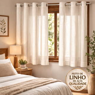 Cortina de Linho Rústico Para Sala Quarto Escritório Cozinha 2,00 x 1,40m em Oferta na Shopee