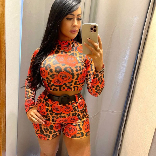 Conjunto Feminino Manga Longa Short e Blusa com Cinto em Oferta na Shopee