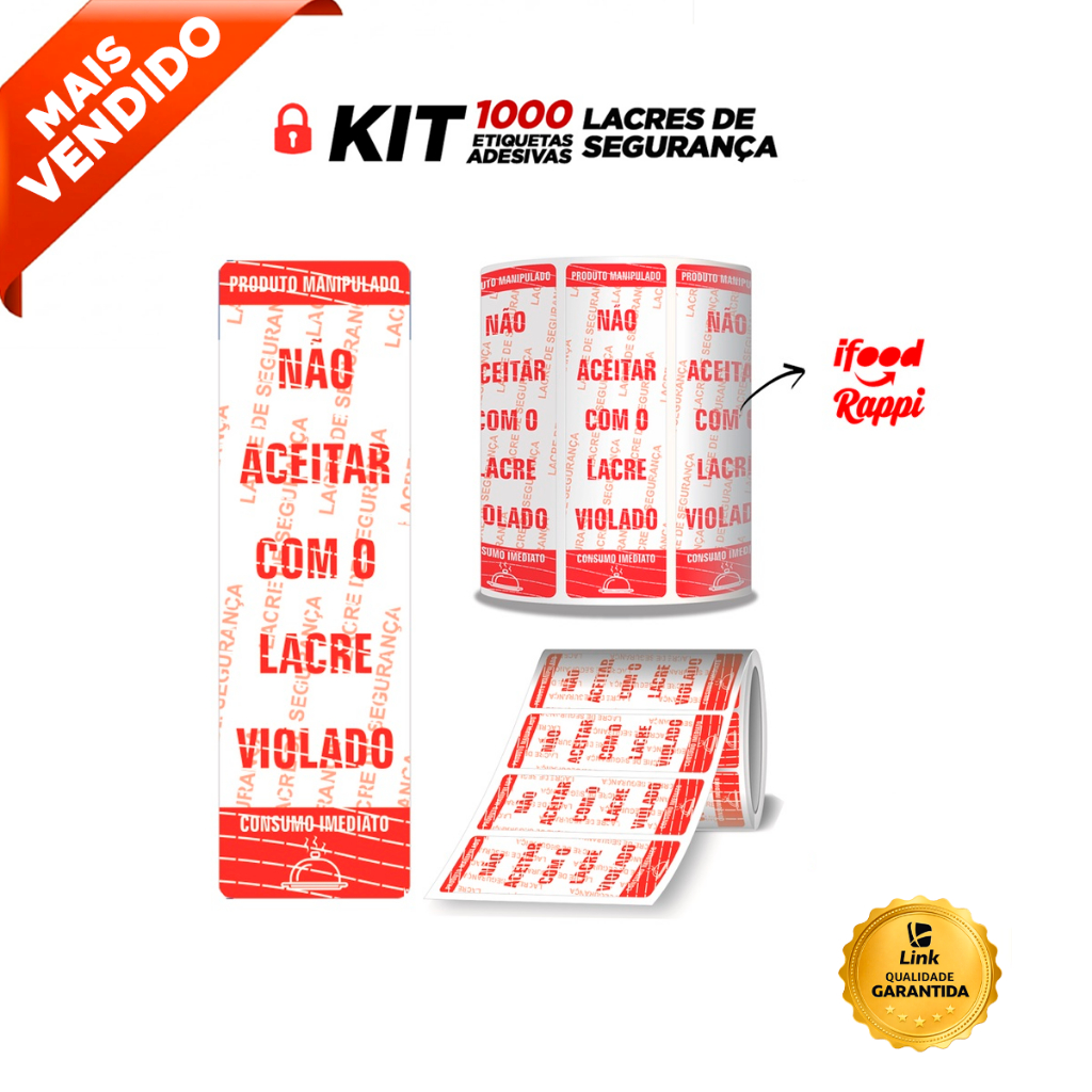 1000 Etiquetas Lacre Segurança Para Delivery Ifood Alimentos em Oferta na Shopee