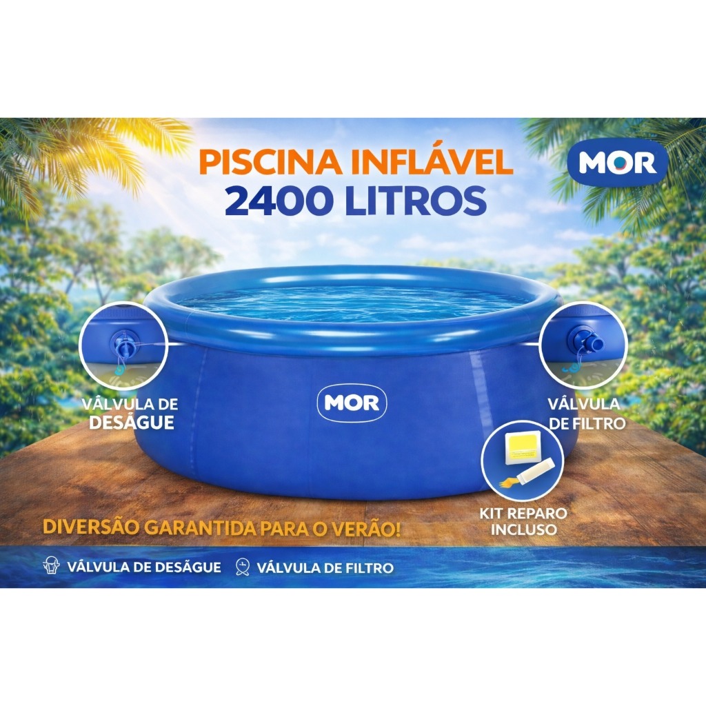 Piscina Inflável 2400 Litros 2,40m X 0,63m Mor