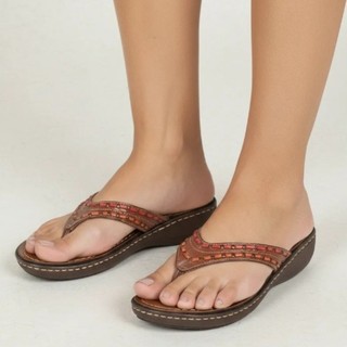 Chinelo Anabela Rasteira Sandalia Couro Legitimo Ortopedico Fascite Plantar Social Atemporal 2550