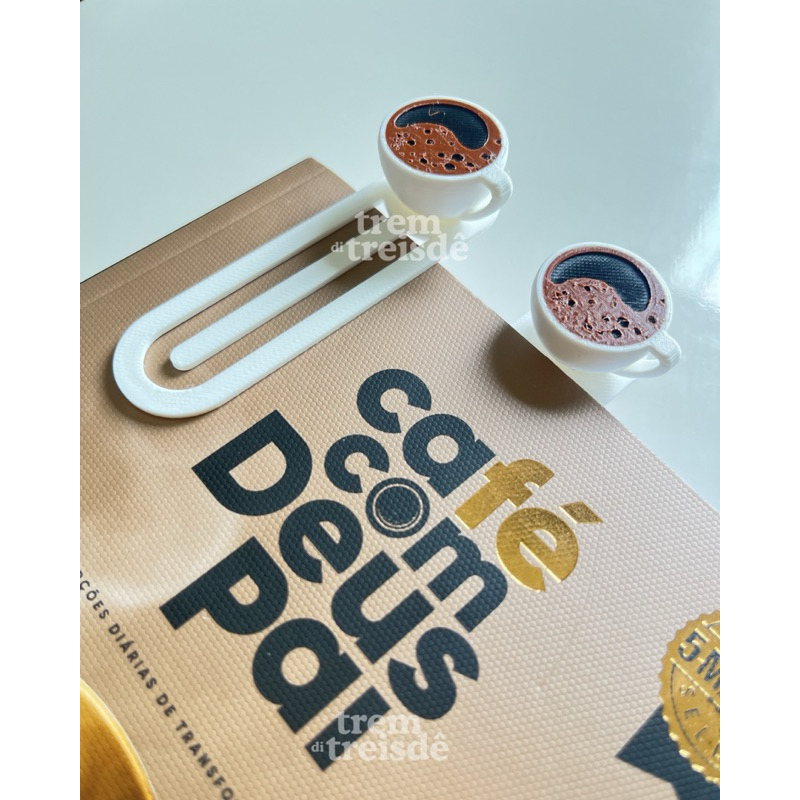 Kit Marcadores de Página Xícara de Café Bookmark Leitura Livro Papelaria Criativa Presente para Leitor Impressão 3D
