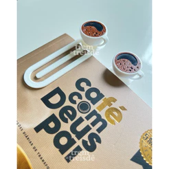 Kit Marcadores de Página Xícara de Café Bookmark Leitura Livro Papelaria Criativa Presente para Leitor Impressão 3D