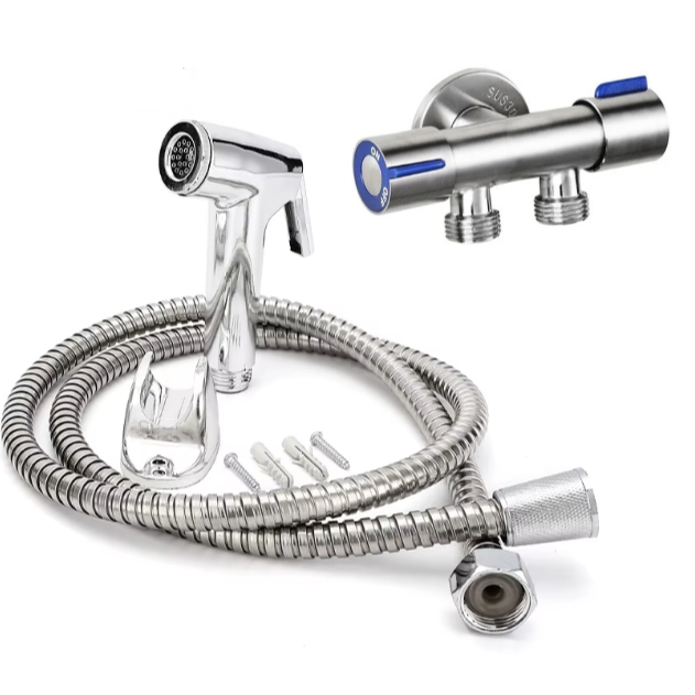 Ducha Higiênica Com Registro Com Dupla Saída De Água Inox Bidê Chuveirinho