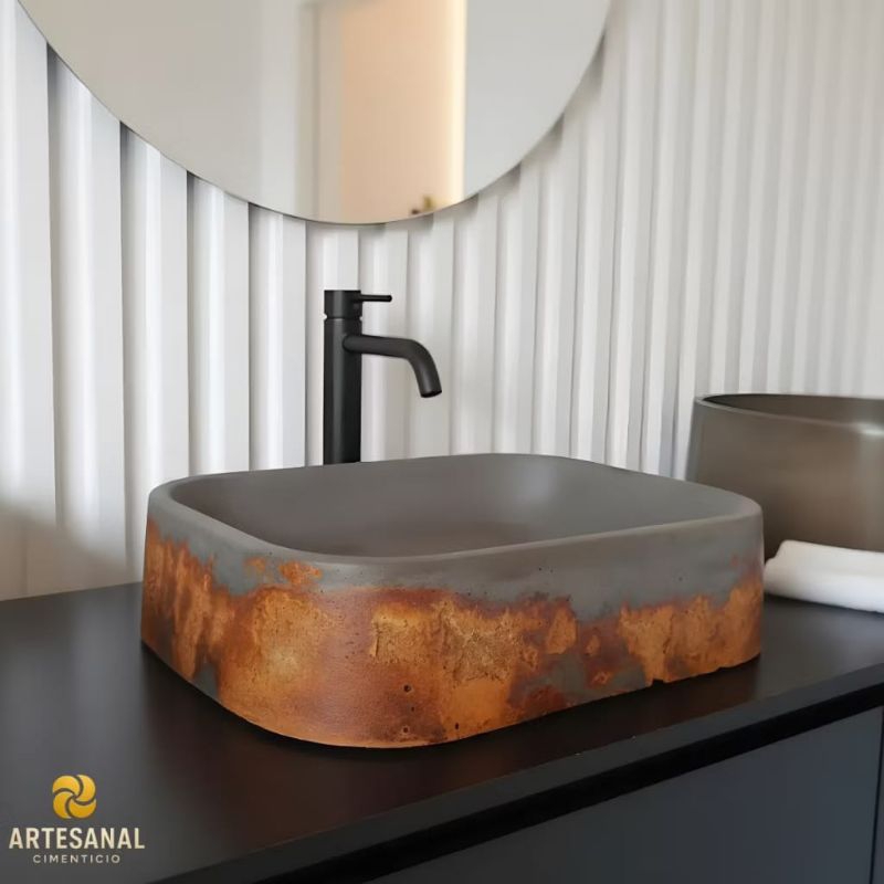 Cuba de Concreto Artesanal Textura Ferrugem Impermeabilizada Resistente