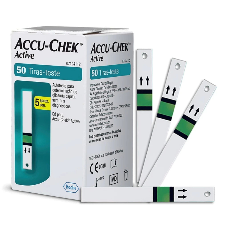 Accu-Chek Active 50 Tiras de Teste para Monitoramento de Glicose