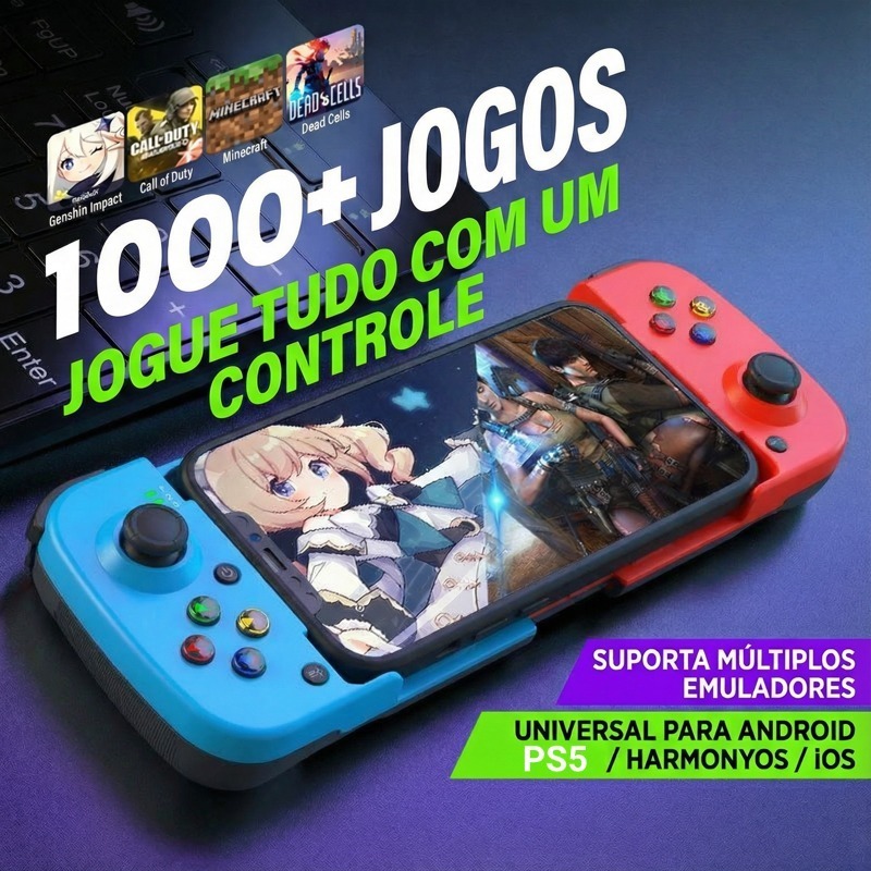Controle Gamepad Bluetooth 5.3 Sem Fio Joystick Retro Game Sem Delay Recarregável Android/iOS/PC-HY-069