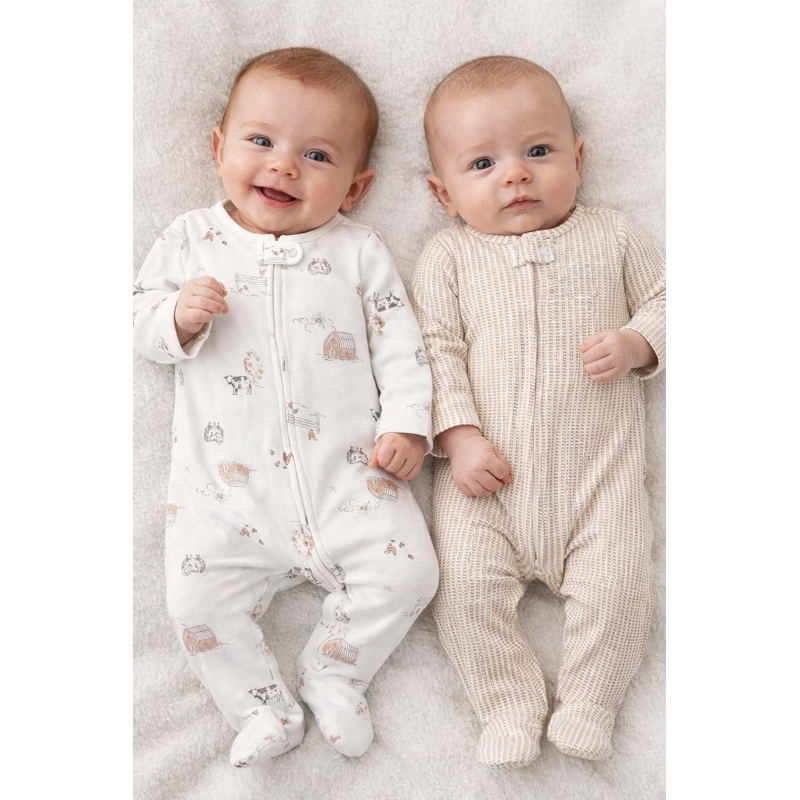 Kit macacão original Bebê menina e menino 2 Peças com Zíper Algodão as