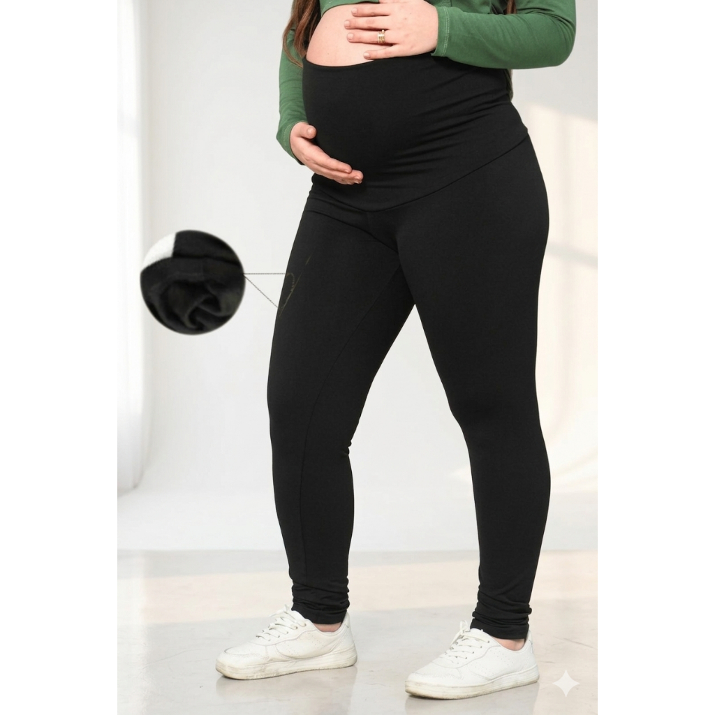 Legging Gestante Flanelada Peluciada Forrada Grávida Mãe