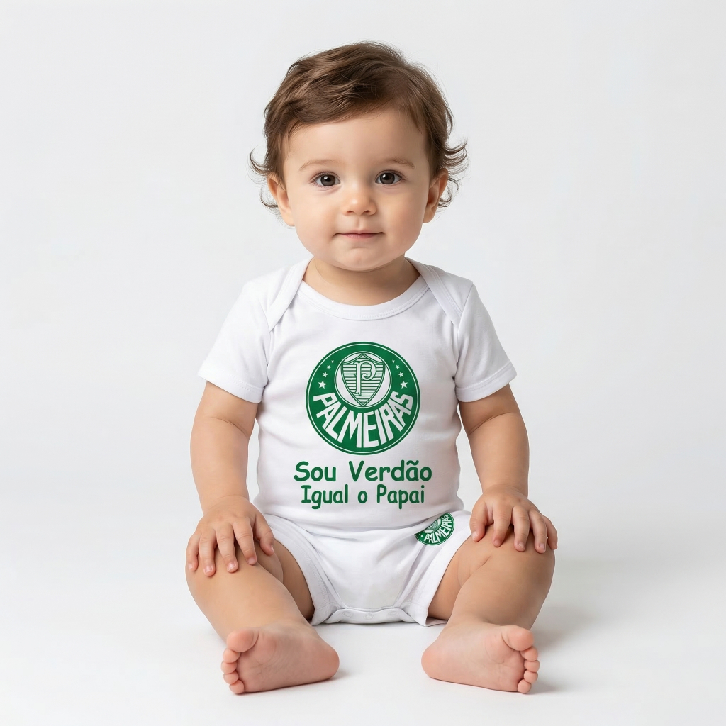 Macacão Body Palmeiras Menino Short Conjunto Futebol Infantil Mesversario Envio Rápido