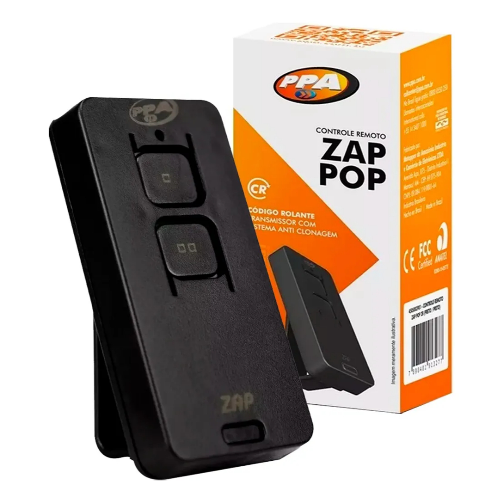 Controle Remoto Ppa Tx Zap Pop Preto 2 Botões