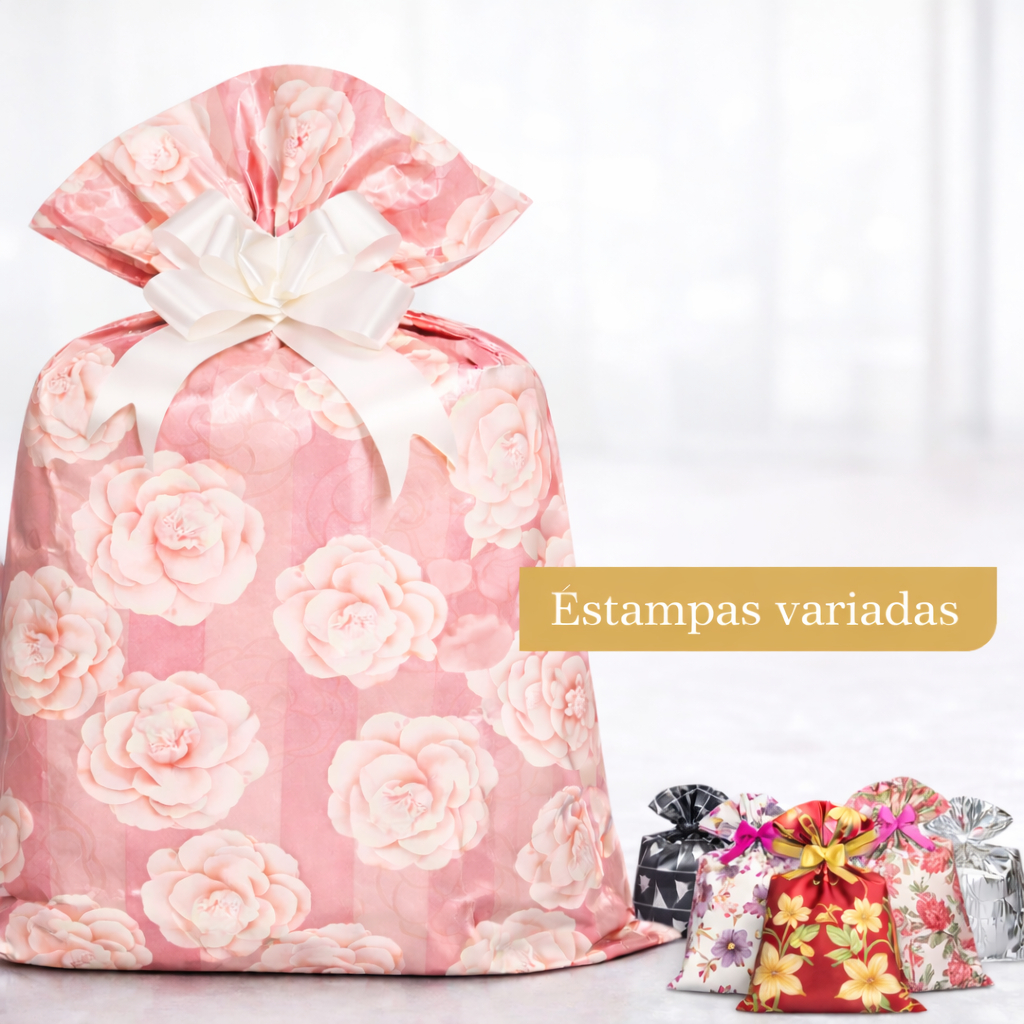Saco para Presente Decorado 20x29 Feminino/Masculino C/50 e 100 unid.