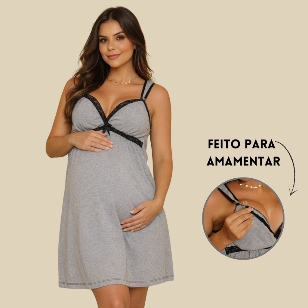 Camisola Feminina Gestante de Amamentação Pós Parto em Oferta na Shopee