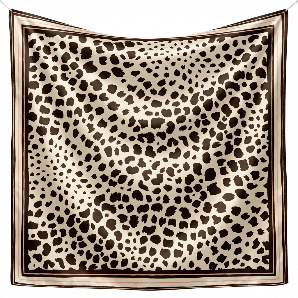 Lenço Feminino 90X90 Em Cetim Para Cabelo Bolsa Pescoço Echarpe Cachecol Moda Aura Felina Pegadas