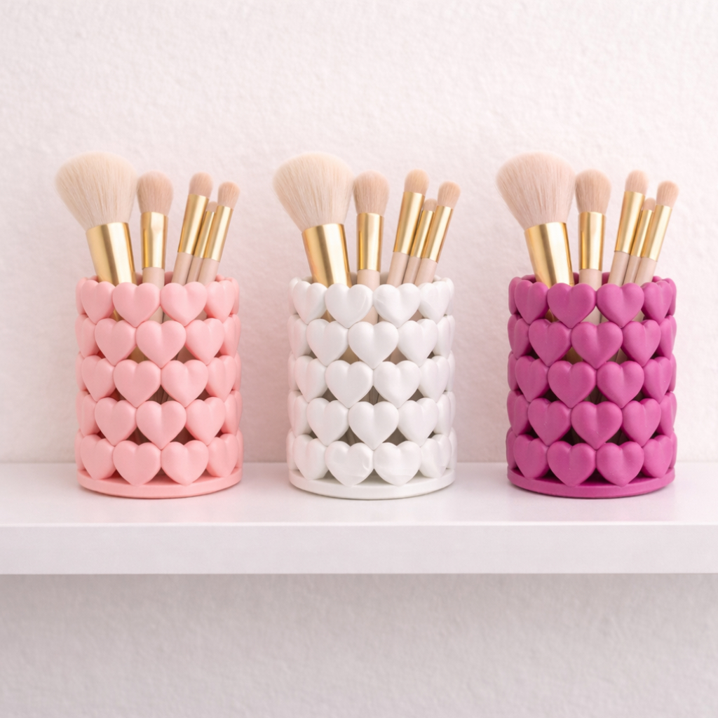 Organizador Porta Pincéis Maquiagem Porta Pincel Caneta Escova de Dente Coração