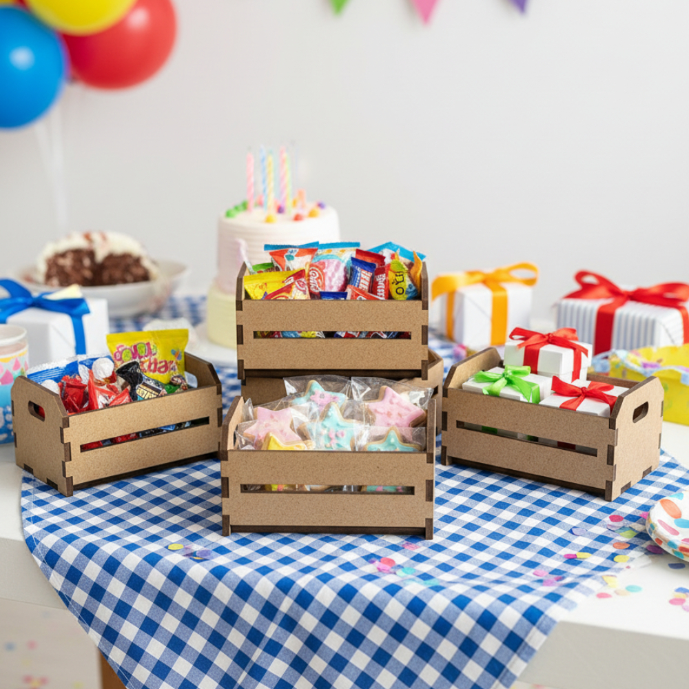Kit Mini Caixote De Feira Em Mdf Cru Para Lembrancinhas E Presentes Caixotinhos