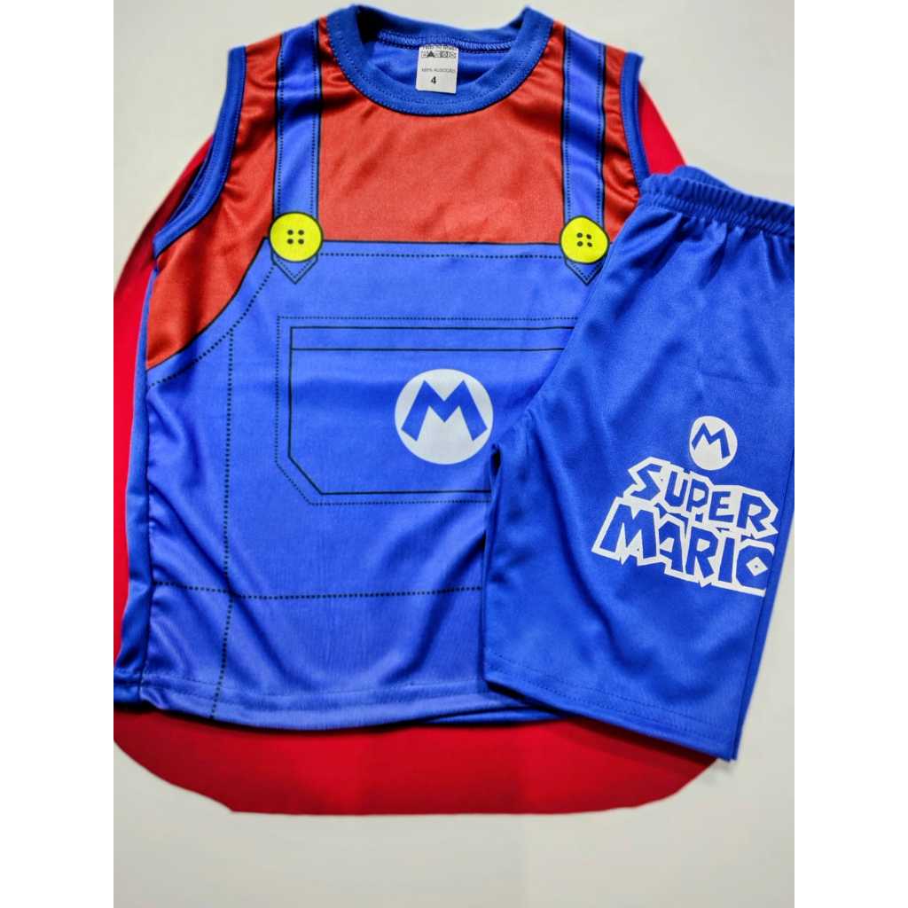 Conjunto Super Mario Infantil kit Camisa bermuda Verão